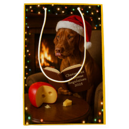 Sacola Para Presentes Média Cheese tax Vizsla dog Christmas gift bag