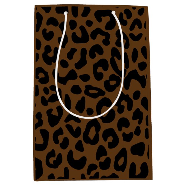 Sacola Para Presentes Média Cheetah Impressão Pattern Black Brown (Frente)
