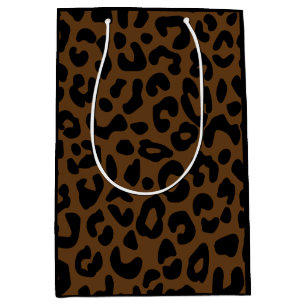 Sacola Para Presentes Média Cheetah Impressão Pattern Black Brown