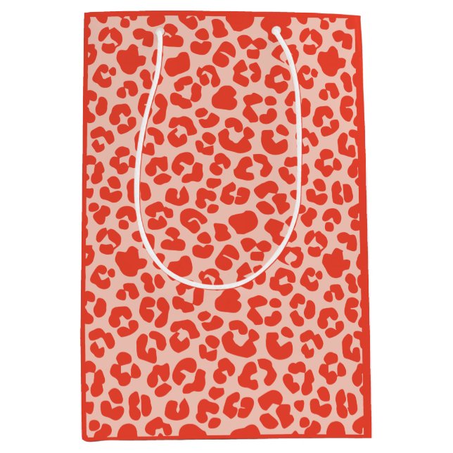 Sacola Para Presentes Média Cheetah Impressão Pattern Red (Frente)