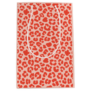 Sacola Para Presentes Média Cheetah Impressão Pattern Red
