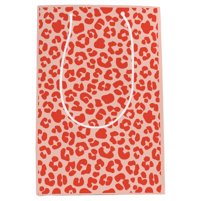 Sacola Para Presentes Média Cheetah Impressão Pattern Red (Frente)
