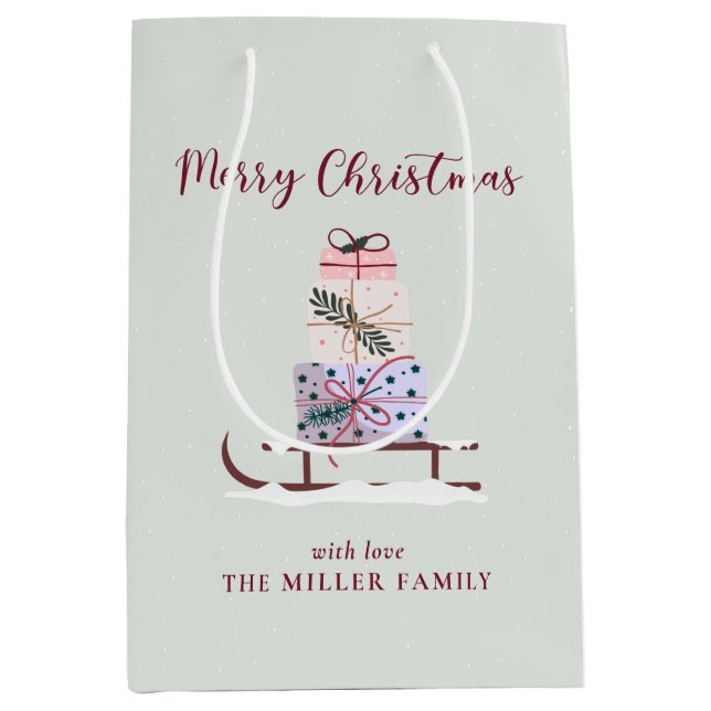 Sacola Para Presentes Média Cheio de presentes de Natal (Frente)