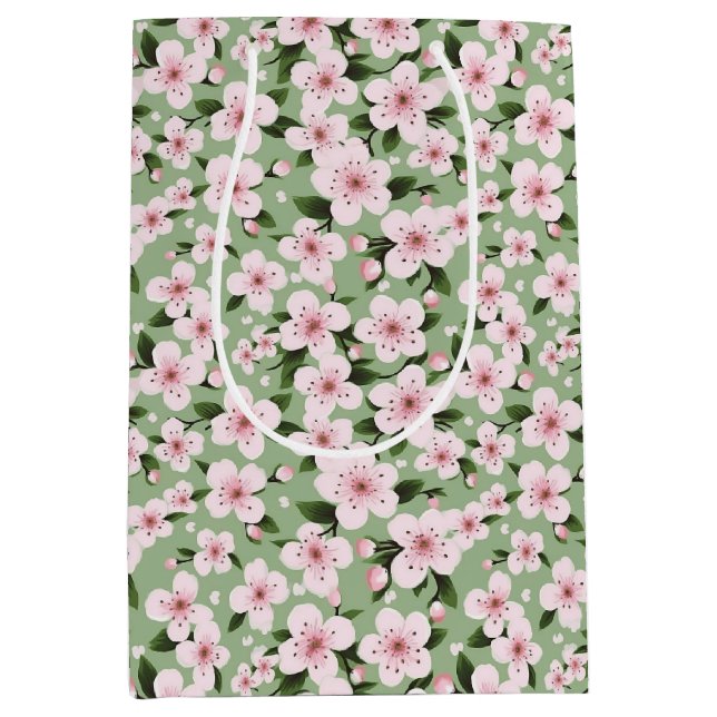 Sacola Para Presentes Média Cherry Blossoms Floral (Frente)