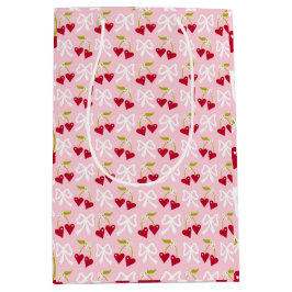 Sacola Para Presentes Média Cherry Sweet Preppy Pink e Red Teen Kids Girl