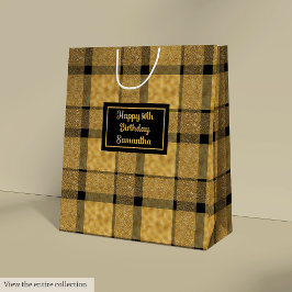 Sacola Para Presentes Média Chic Personalized Black Gold Minimalist Gift Bag