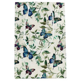 Sacola Para Presentes Média Chic Romântico Borboletas Azuis Chá de Noiva