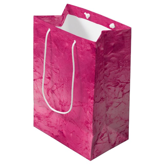 Sacola Para Presentes Média Chic Rosa Glamouroso Chuveiro de Noiva (Frente inclinada)