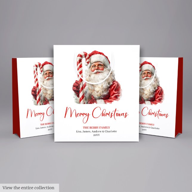 Sacola Para Presentes Média Chic Santa Claus Trendy Editable Christmas Bags (Chic Santa Claus Trendy Editable Christmas Gift Bag)