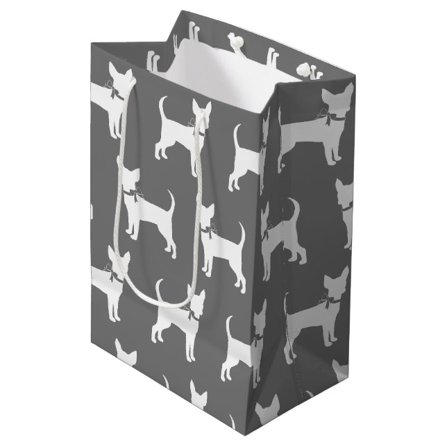 Sacola Para Presentes Média Chihuahua Dog Puppy Medium Gift Bag (Frente inclinada)