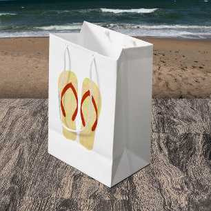 Sacola Para Presentes Média Chinelos de festas de Verão Amarelo - Saco do Pres