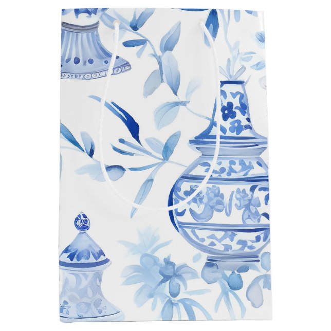 Sacola Para Presentes Média Chinoiserie Blue Medium Gift Bag (Frente)