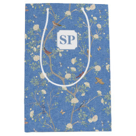 Sacola Para Presentes Média Chinoiserie Camélia Jardim Brisa Azul