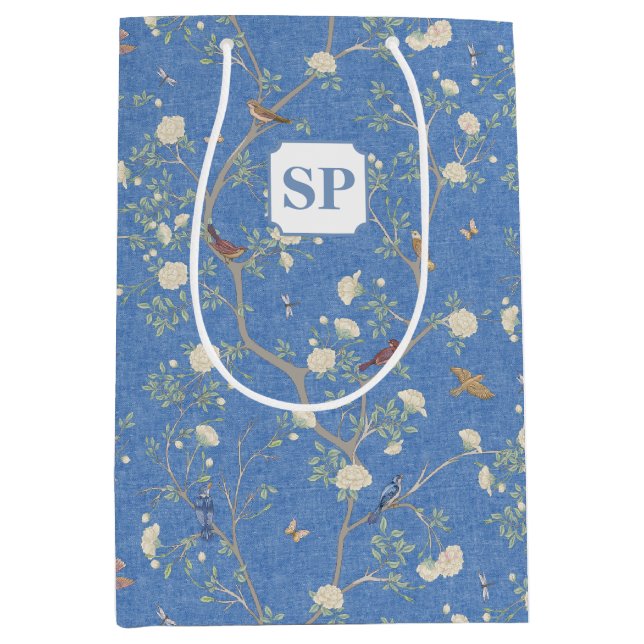 Sacola Para Presentes Média Chinoiserie Camellia Garden Breeze Blue (Frente)