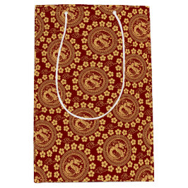 Sacola Para Presentes Média Chinoiserie Elegante para Dragão Lunar Ano Vermelh