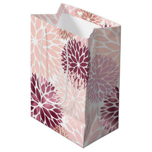 Sacola Para Presentes Média Chique Floral Rosa Elegante
