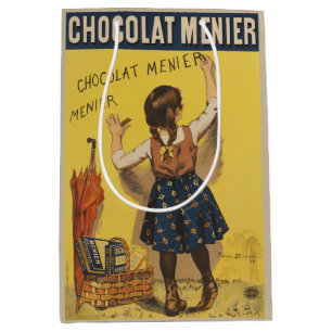 Sacola Para Presentes Média Chocolat Menier Little Girl Escrevendo