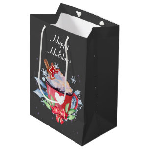 Sacola Para Presentes Média Chocolate Quente de Natal nas Cinzas