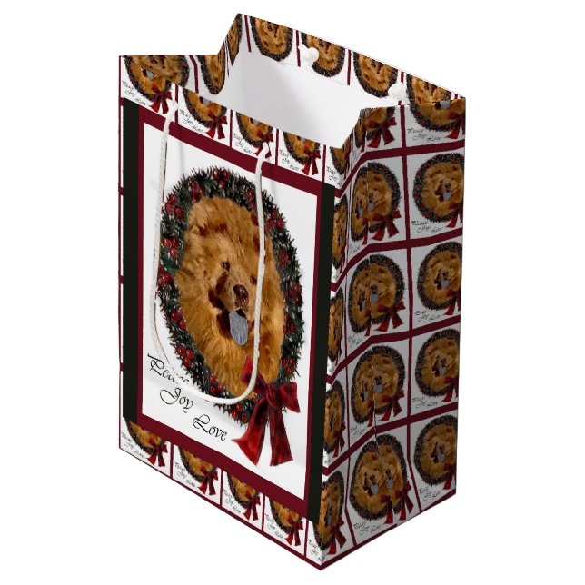 Sacola Para Presentes Média Chow Chow Christmas (Frente inclinada)