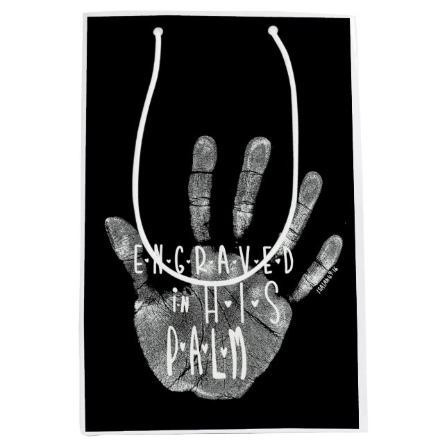 Sacola Para Presentes Média Christian Gift Bag Isaiah 49:16 gravado (Frente)