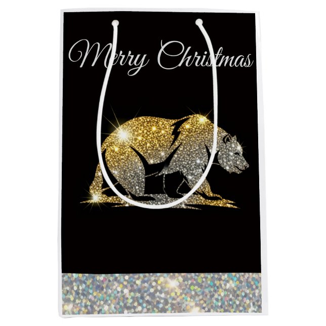 Sacola Para Presentes Média Christmas California Bear (Frente)