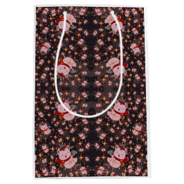 Sacola Para Presentes Média Christmas Cat With Santa Hat