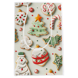 Sacola Para Presentes Média Christmas Cookies and Sprinkles