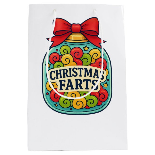 Sacola Para Presentes Média Christmas Farts Gift Bag Festive Jar of Holiday  (Frente)