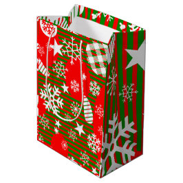Sacola Para Presentes Média Christmas Gift Bag – Joy to the World Red & Green