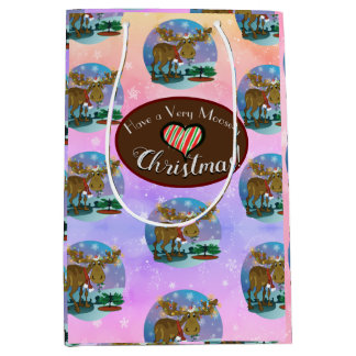 Sacola Para Presentes Média Christmas Moose