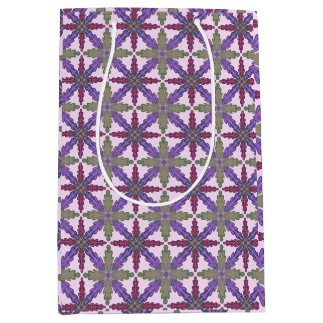 Sacola Para Presentes Média Christmas Poinsettia Stars gift bag medium  (Frente)