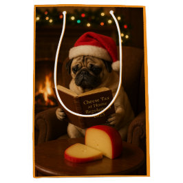 Sacola Para Presentes Média Christmas Pug Christmas gift bag