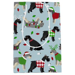 Sacola Para Presentes Média Christmas Schnauzer