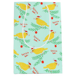 Sacola Para Presentes Média Christmas Singing Canary Pattern