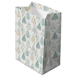Sacola Para Presentes Média Christmas Trees Pink