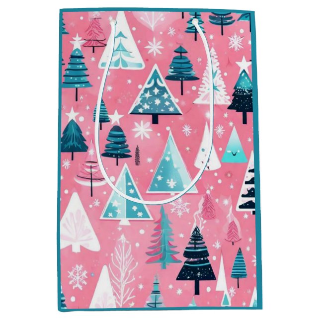 Sacola Para Presentes Média Christmases Rosa (Frente)