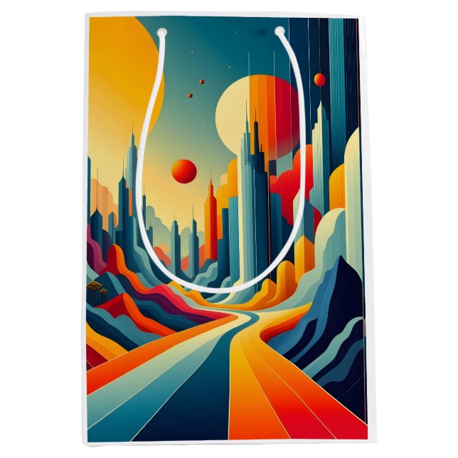 Sacola Para Presentes Média Chromatic Cityscape (Frente)