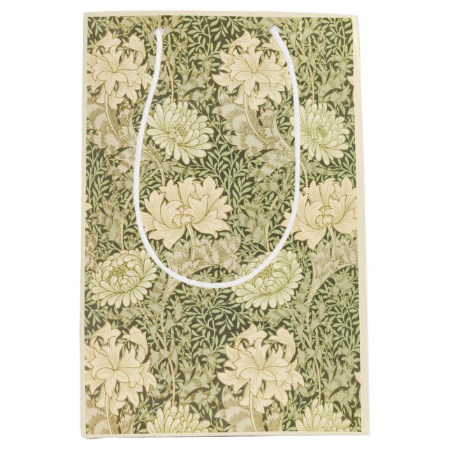 Sacola Para Presentes Média Chrysanthemum Flower Pattern (por William Morris) (Frente)