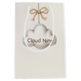 Sacola Para Presentes Média Chuva de Azul Creme Nove Bebê Shower