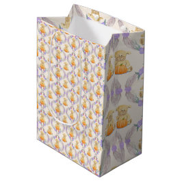 Sacola Para Presentes Média Chuva de Bebê em Aquarela Boho Little Lamb Pumpkin