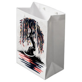 Sacola Para Presentes Média Chuva de Fogo Fundo Branco