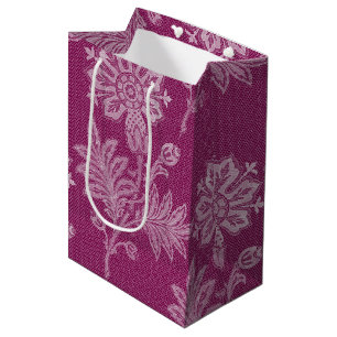 Sacola Para Presentes Média Chuva de Noiva em Renda Floral com Vinho Borgonha