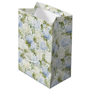 Sacola Para Presentes Média Chuva de Noiva Floral Romântica Hortênsia Azul Bra