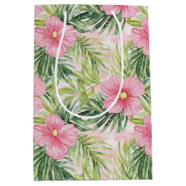 Sacola Para Presentes Média Chuva de Noiva Flores Rosa Tropical