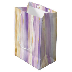 Sacola Para Presentes Média Chuva de Noiva Romântica Roxo Creme Listras de Íri