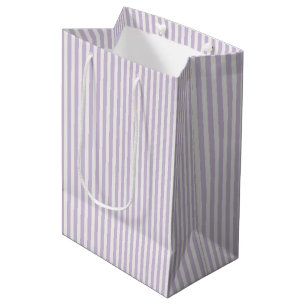 Sacola Para Presentes Média Chuveiro de Noiva com Listras Brancas Lavanda Boni