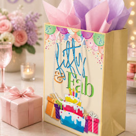 Sacola Para Presentes Média Cinquenta e Incrível Aniversário Colorido
