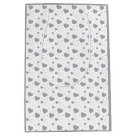 Sacola Para Presentes Média Cinza corações brilhantes e românticos