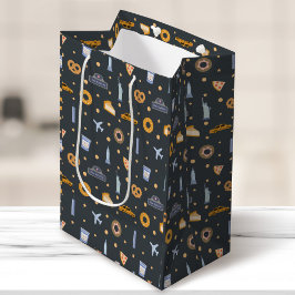 Sacola Para Presentes Média Cinza moderna do padrão de Nova Iorque