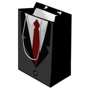Sacola Para Presentes Média Cinza Suit Medium Gift Bag